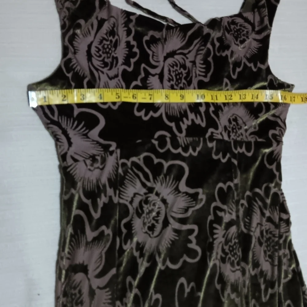 EUC TAYLOR Moss Green Floral Burnout Fall Cowl Neck Maxi Dress Size 6